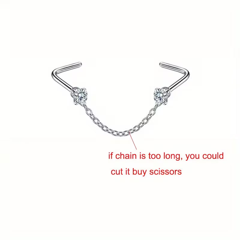 Gothic Nose Stud Chain Set - Women
