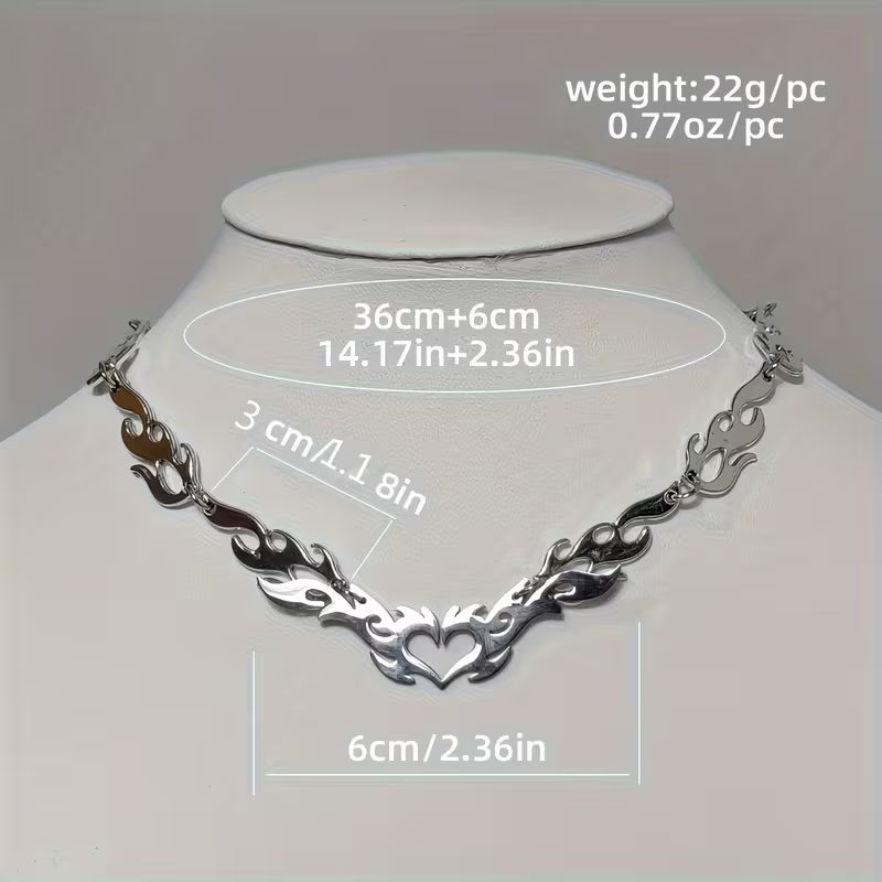Ignis Flame Link Heart Necklace - Unisex