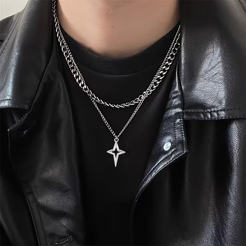 Aura Star Double Layered Necklace Chain - Unisex