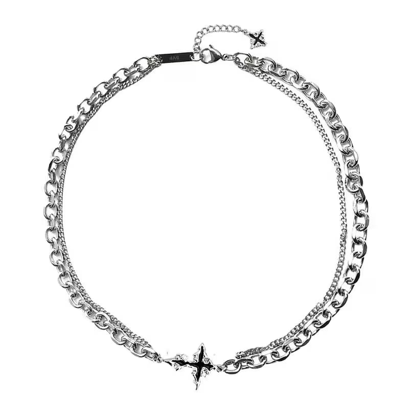 Shadow Cross Layered Necklace Chain - Unisex