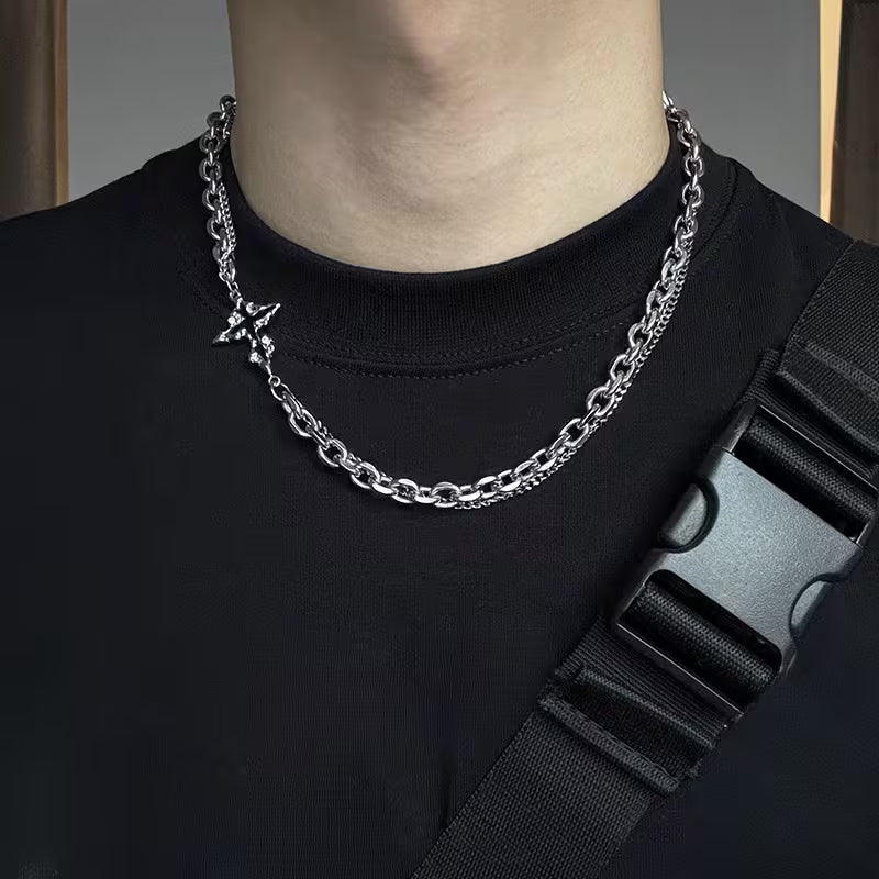 Shadow Cross Layered Necklace Chain - Unisex