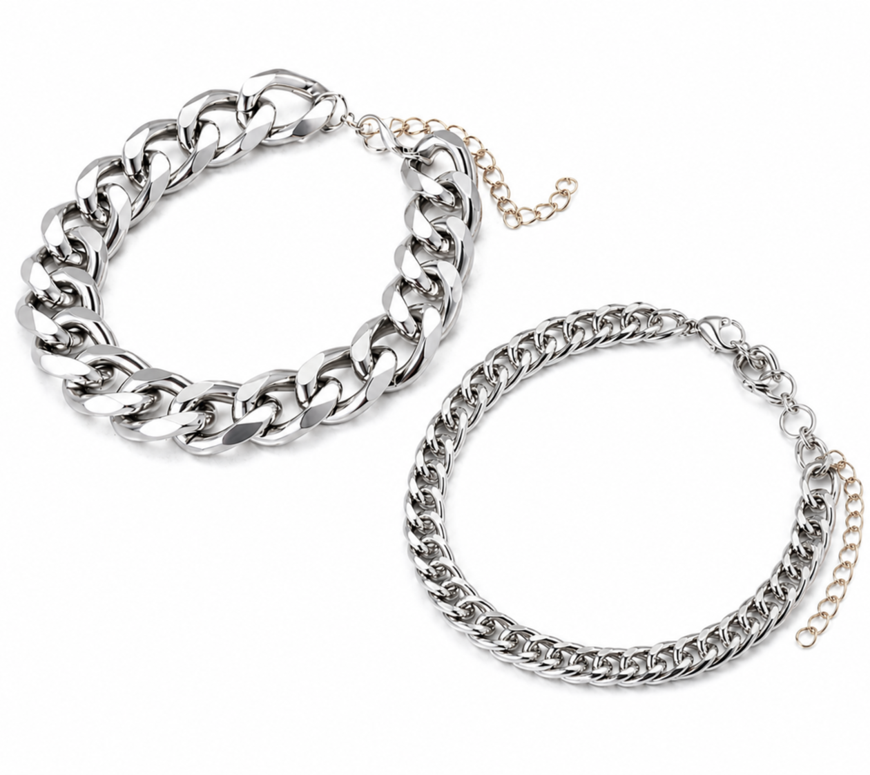 2 Set - Core Stacked Cuban Link Bracelet - Unisex