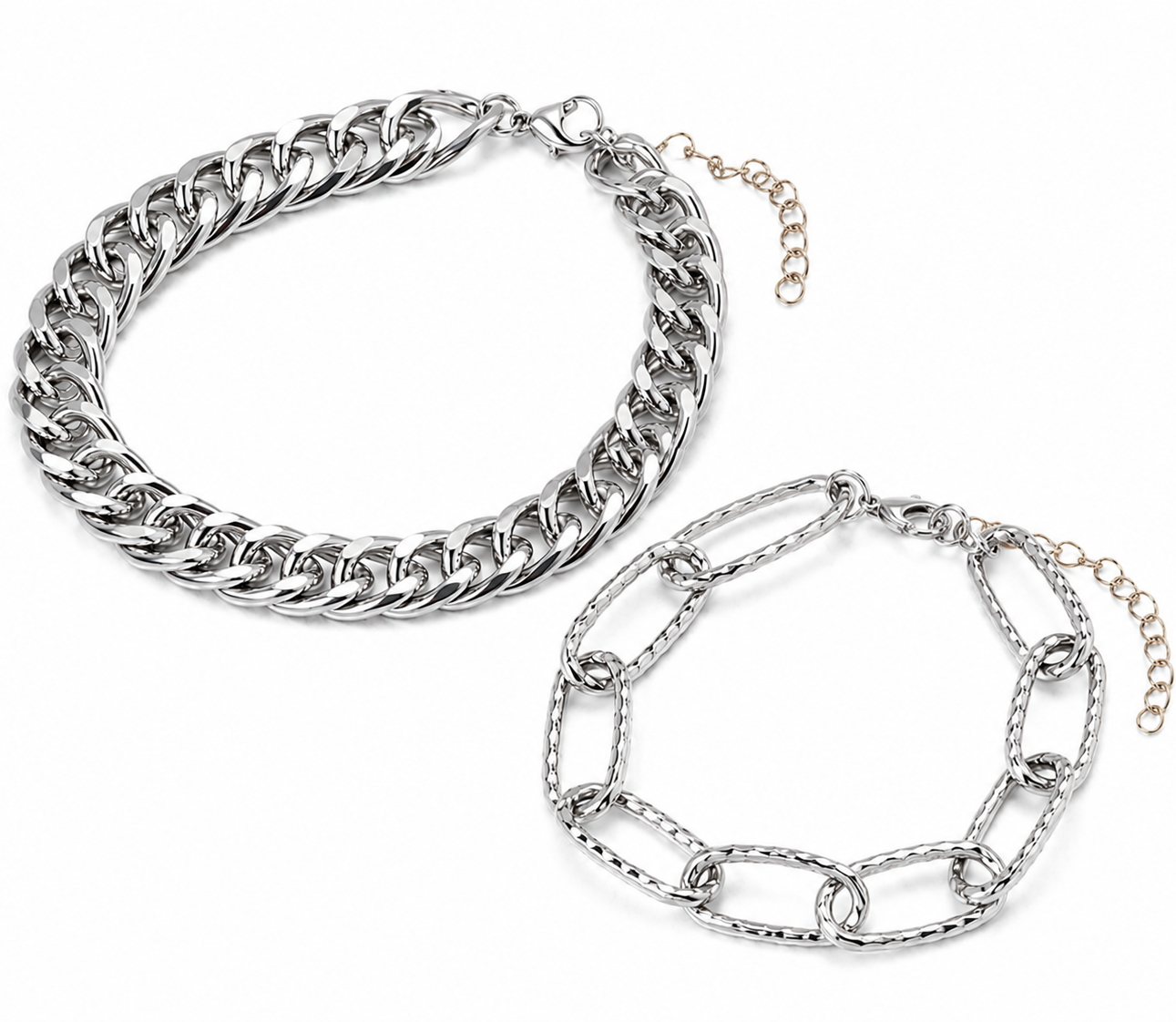 2 Set - The Forge & Curb Layered Bracelet Set - Unisex