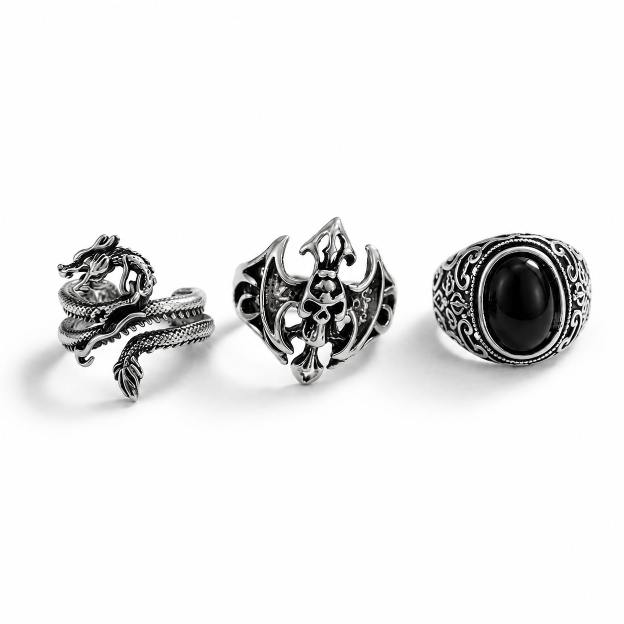 Dark Mythos Adjustable Ring Set - Unisex