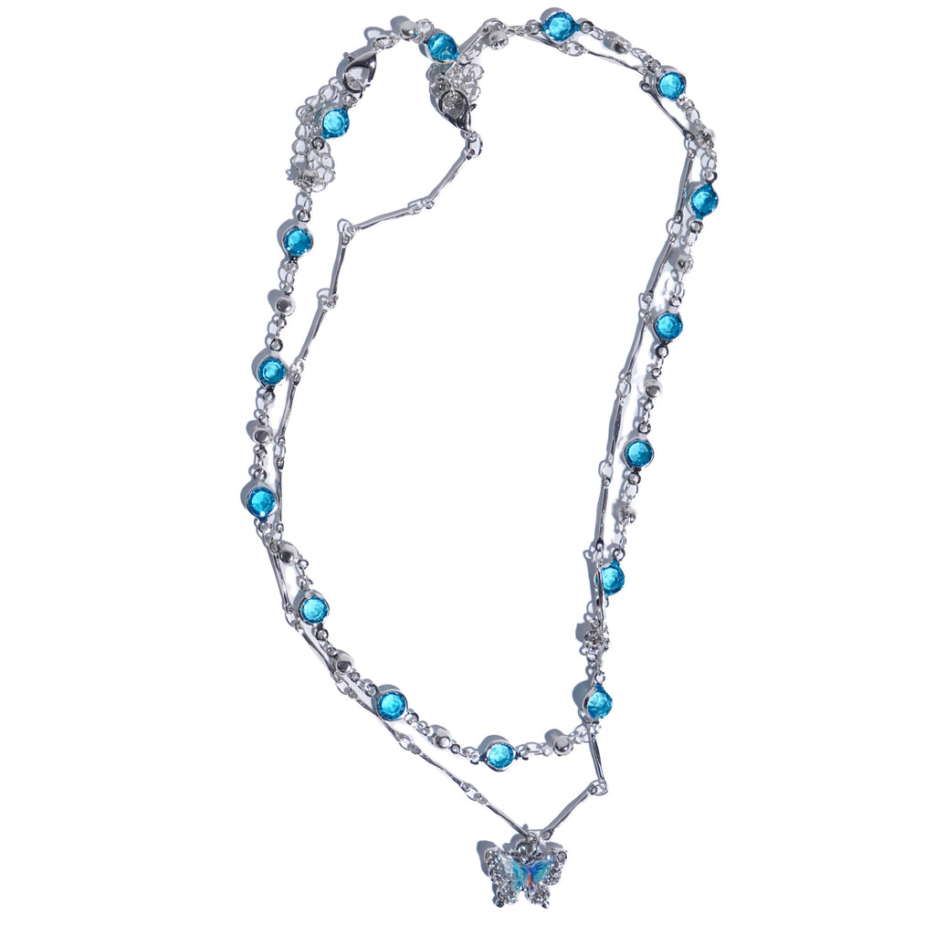 Y2k Double Layer Butterfly Pendant Necklace