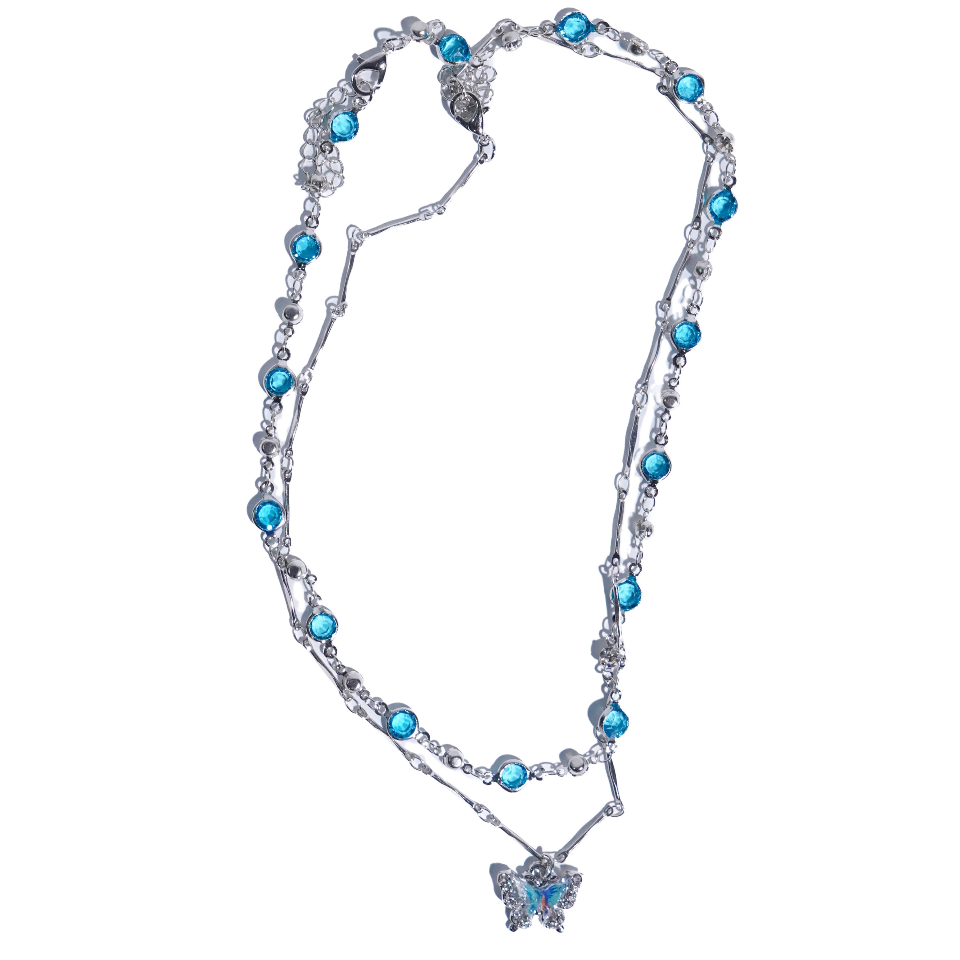 Y2k Double Layer Butterfly Pendant Necklace