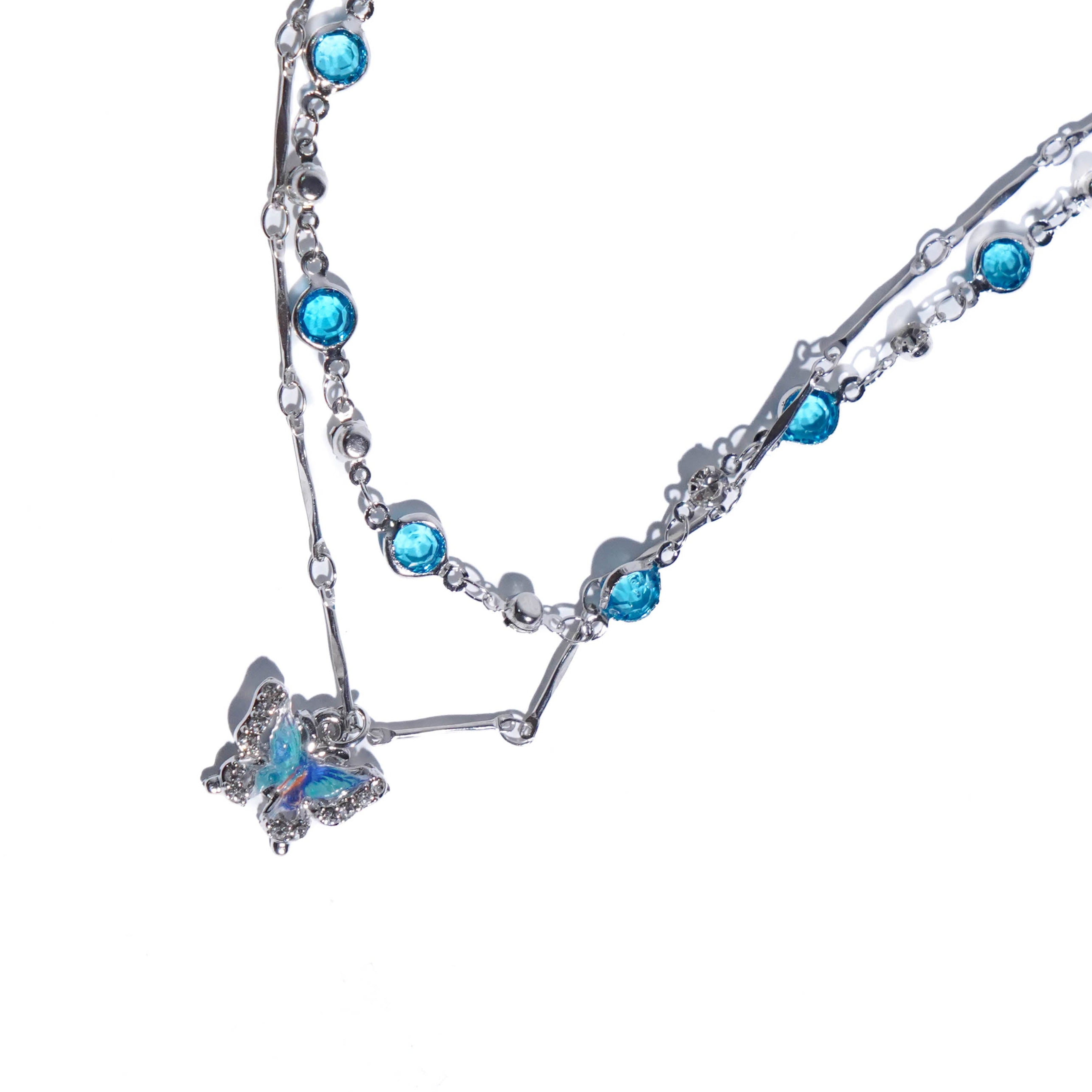 Y2k Double Layer Butterfly Pendant Necklace