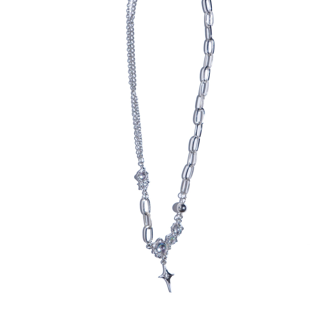 Silver chain anklet on a white background