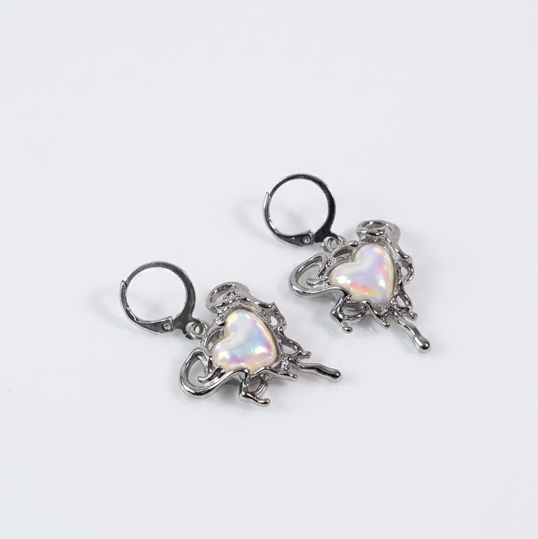 Drip Heart Hoop Earrings - Women