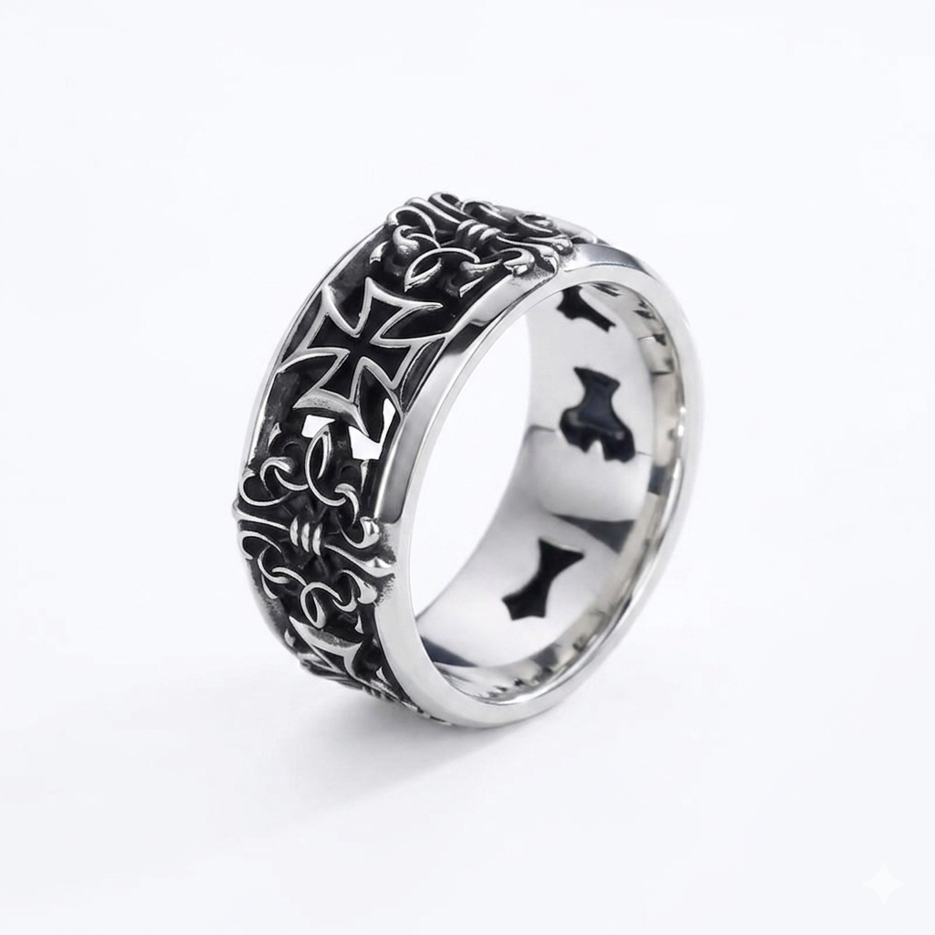 Iron Veil Cross Adjustable Ring - Unisex