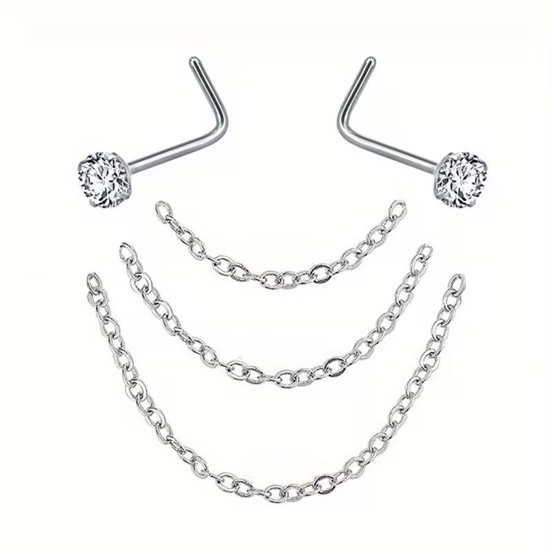 Gothic Nose Stud Chain - Women