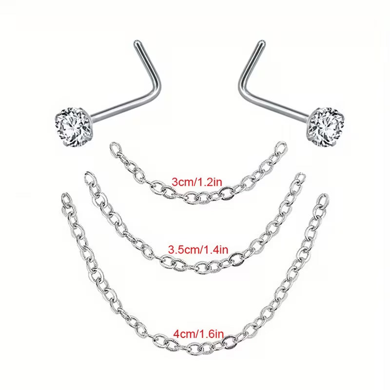 Gothic Nose Stud Chain - Women