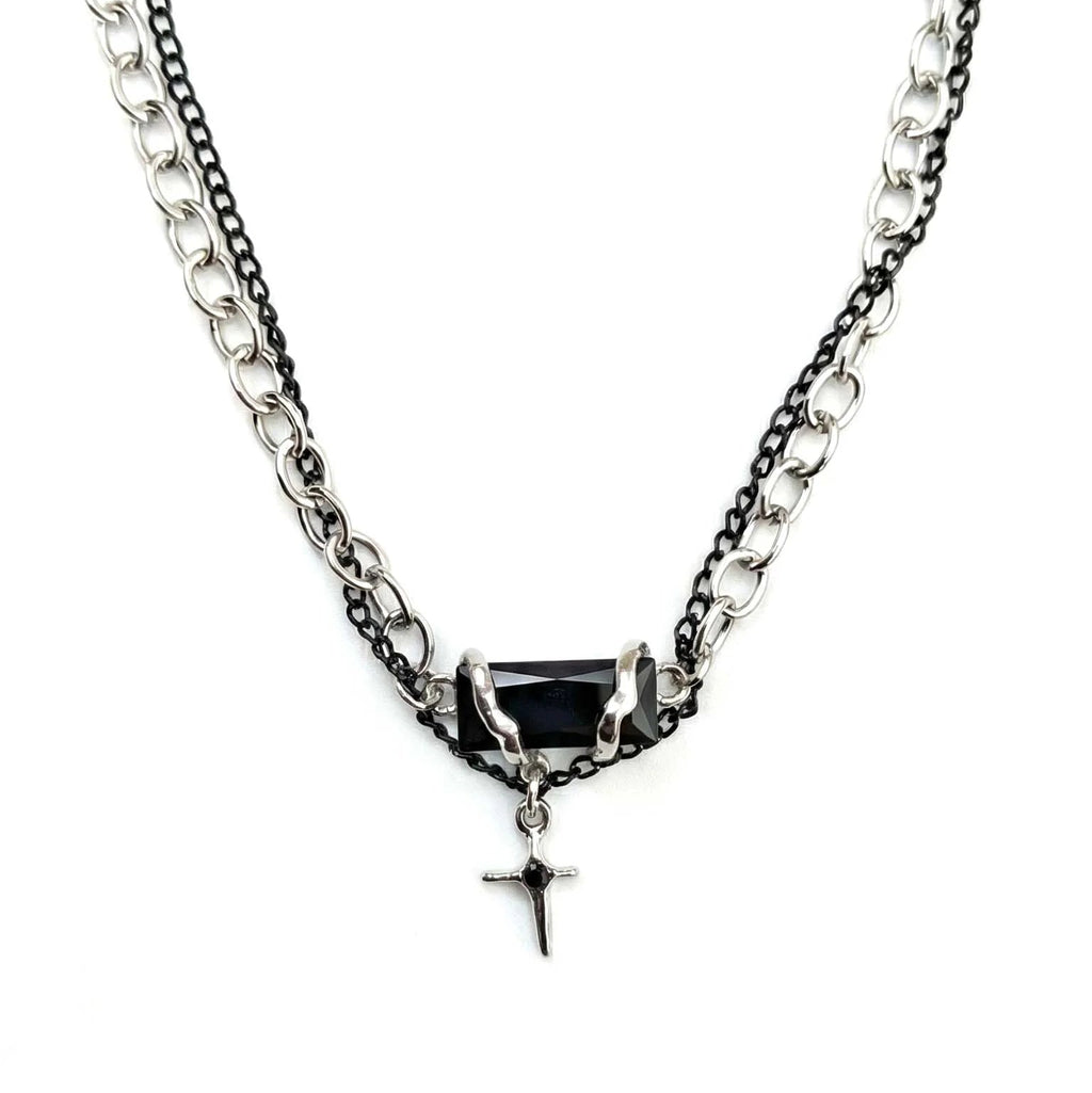 Obsidian Star Double Layered Necklace - Unisex