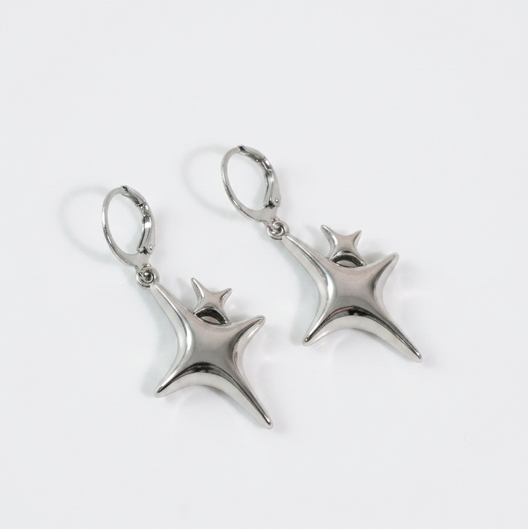 Void Star Drop Hoop Earrings - Women