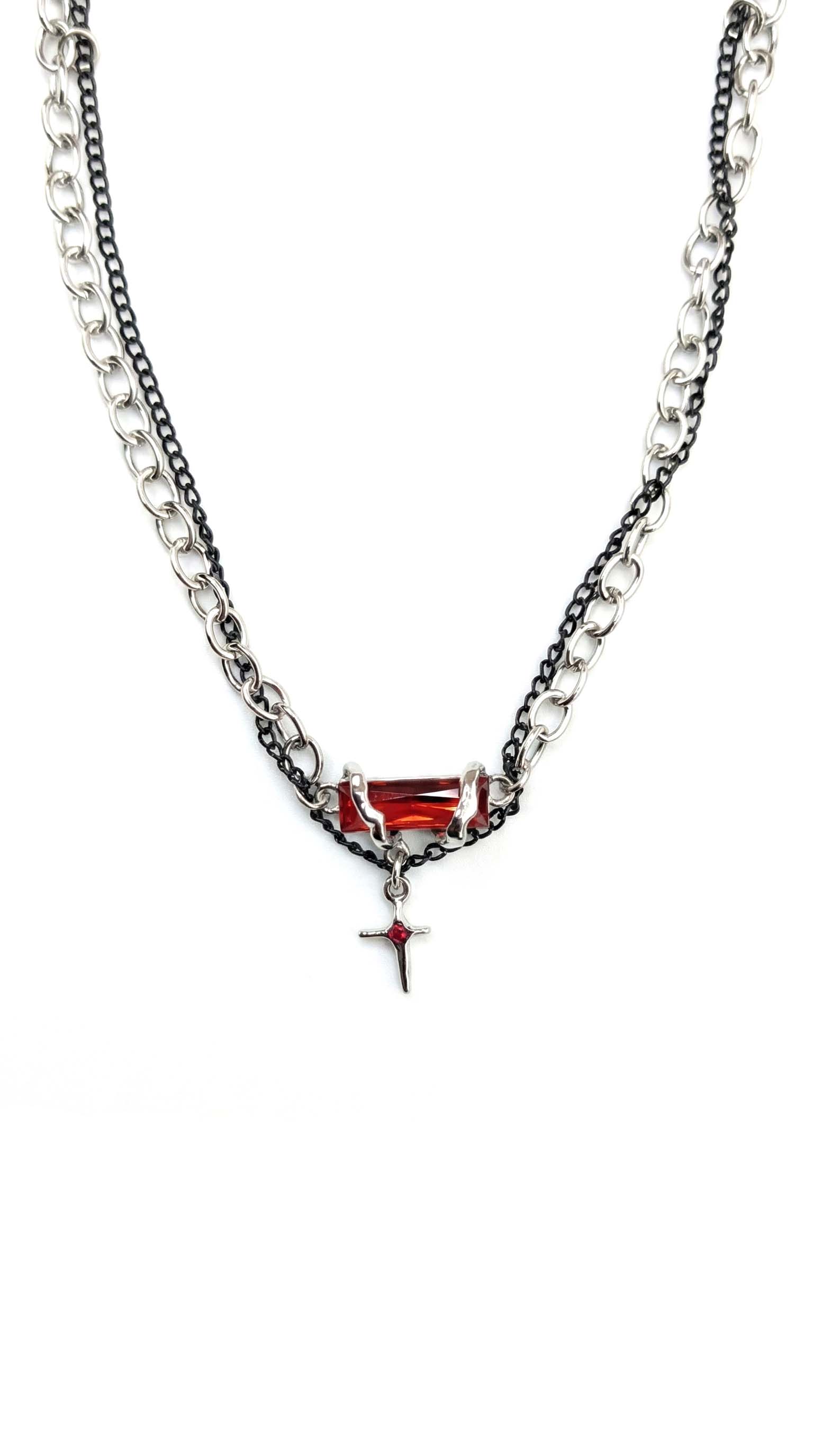 Obsidian Star Double Layered Necklace - Unisex